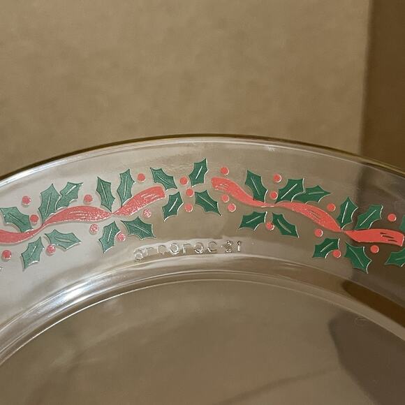 Arcoroc Holly & Berry Christmas Plate Gold Trim 1993 Made In France Collectible - Picture 6 of 9